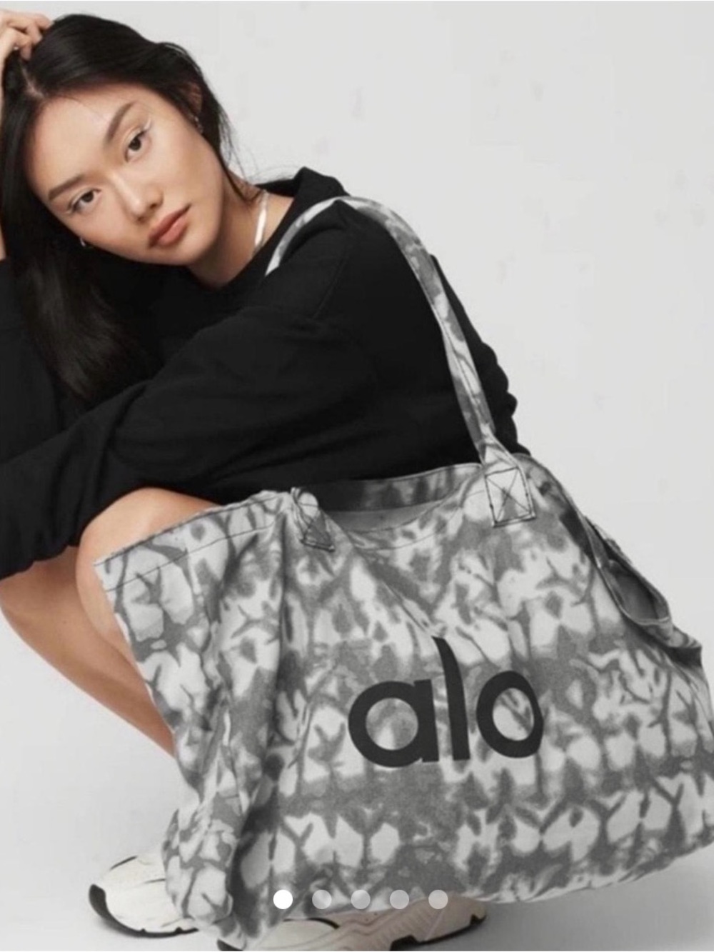 ALO Yoga Gray Tie-Dye Canvas Tote